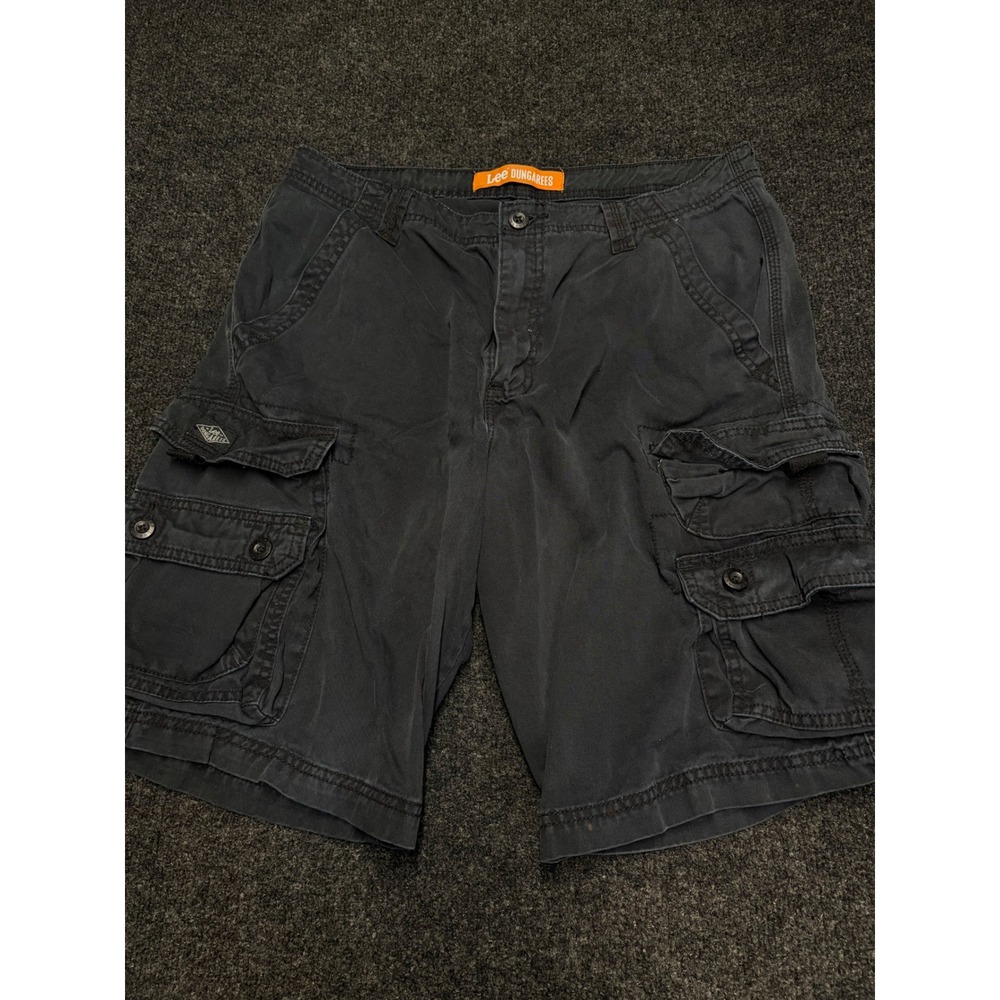 Lee Dungarees Mens Black Cargo Shorts Size 32 Relaxed Fit Cotton Z857